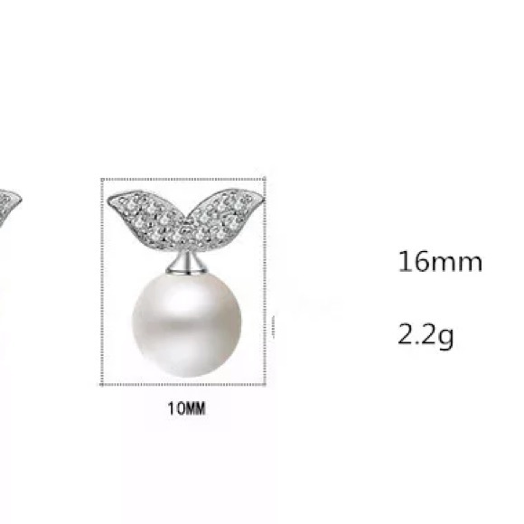 🌟 Elegant Sterling Silver 925 Pearl Stud Earrings - Picture 4 of 5